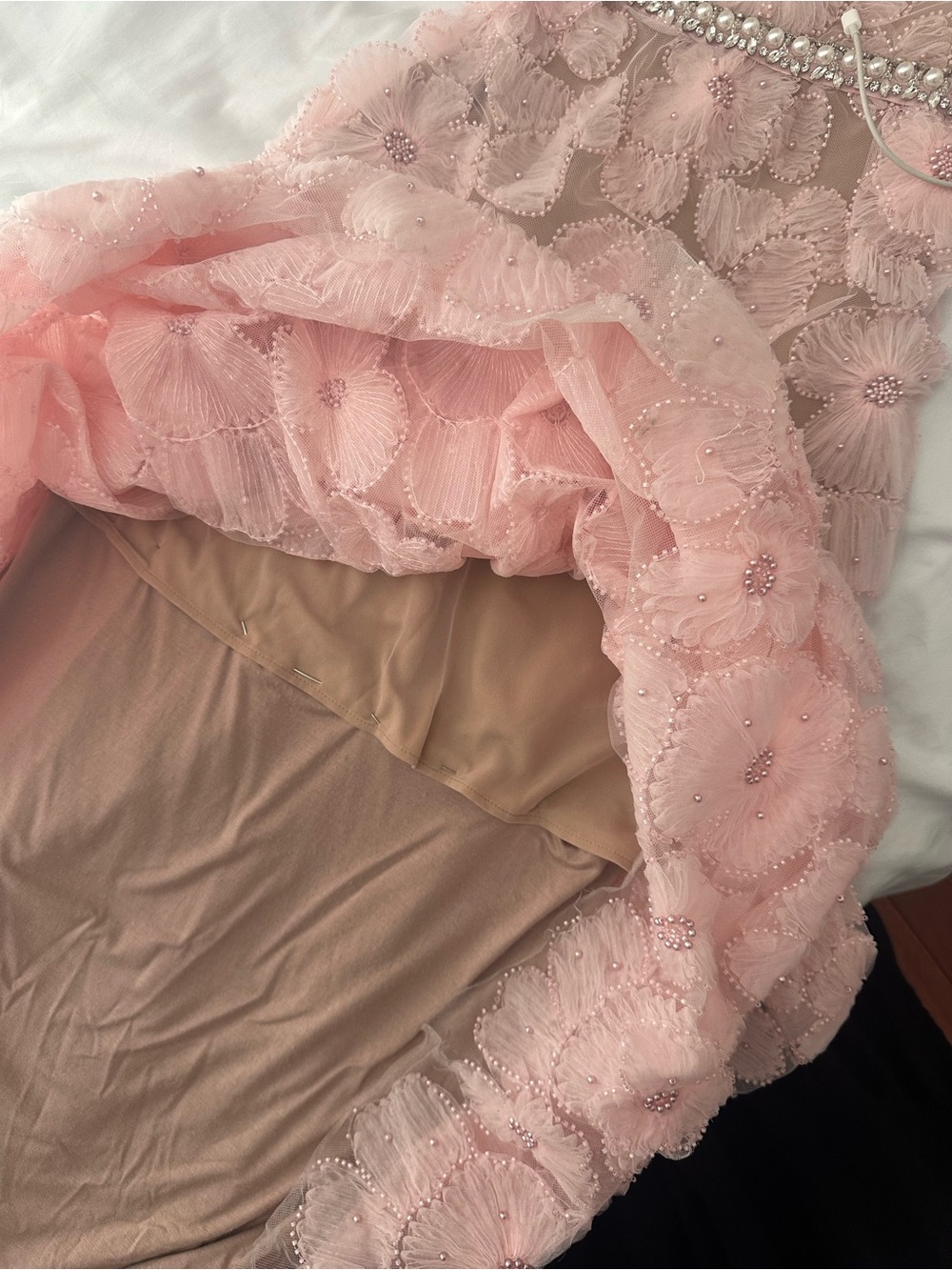 Self Portrait Pink Embellished Tulle Maxi Dress - Picture 7 of 16